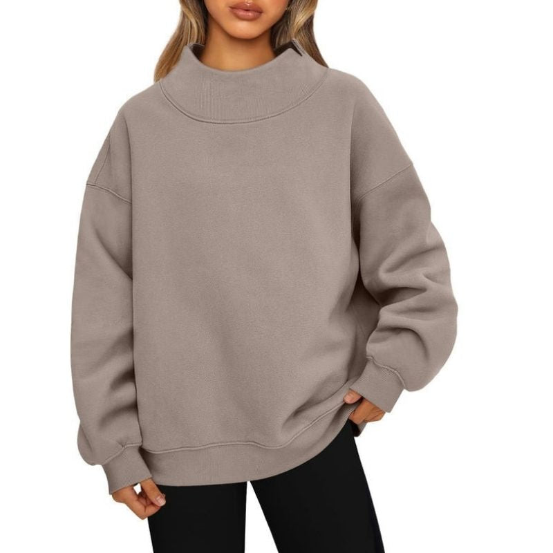 Women’s Oversized Mock Neck Fleece Lined Sweatshirt