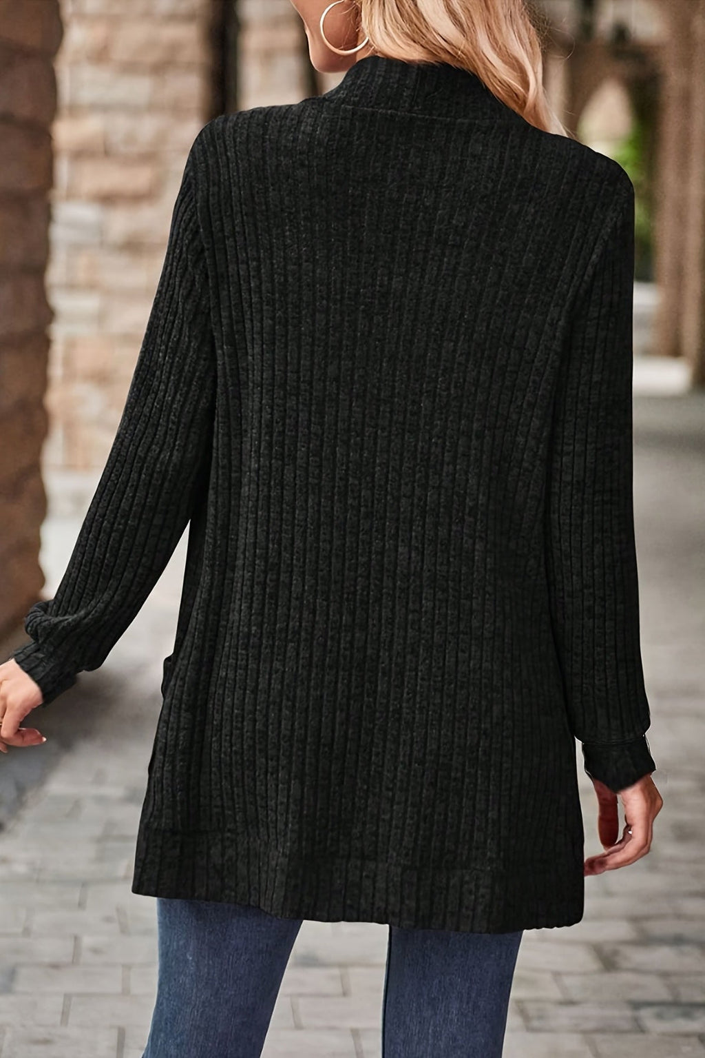 Women’s Ribbed Chenille Knit Open-Front Cardigan