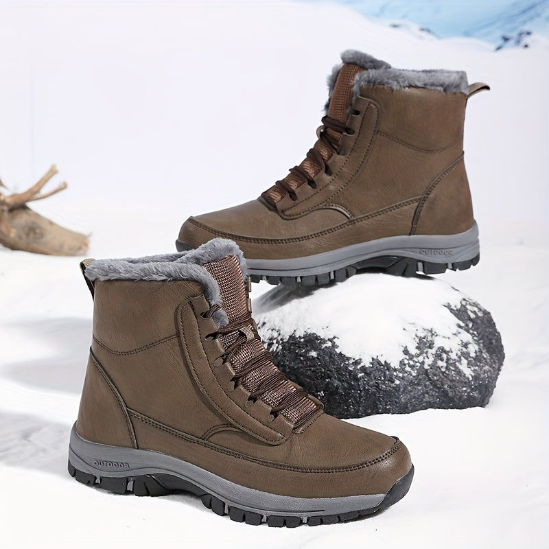 Women's Fur Lined Lace-Up Outdoor Snow Boots