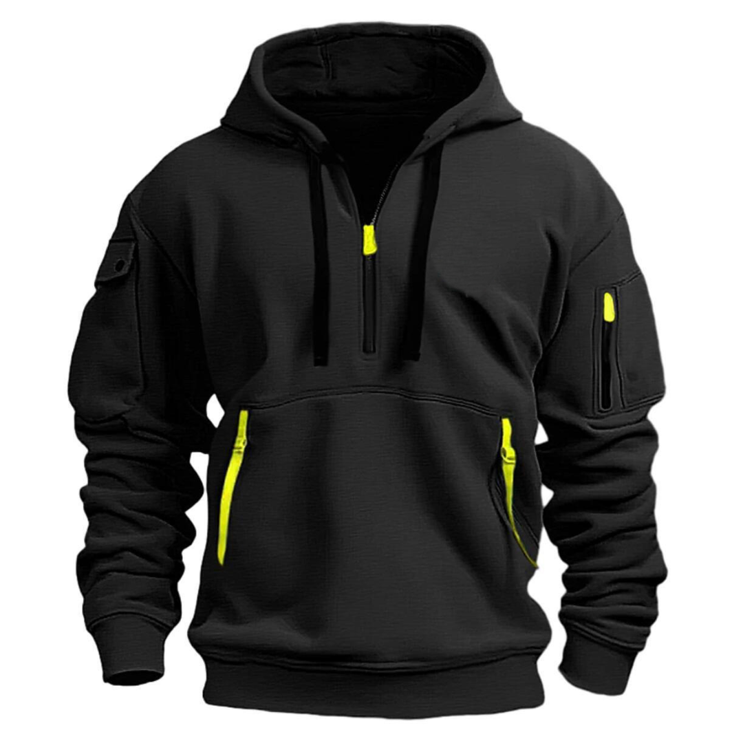 Men's Utility Quarter-Zip Hoodie with Cargo Sleeve Pocket