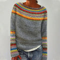 Women's Fair Isle Yoke Knit Round Neck Sweater