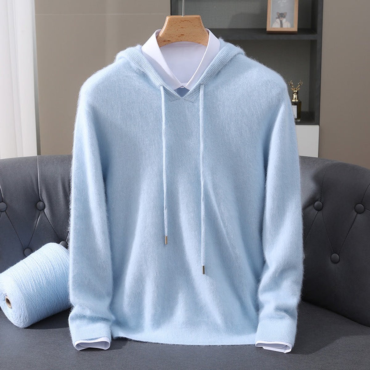Men's Soft Knit Drawstring Hooded Sweater
