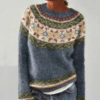 Women's Fair Isle Yoke Knit Round Neck Sweater