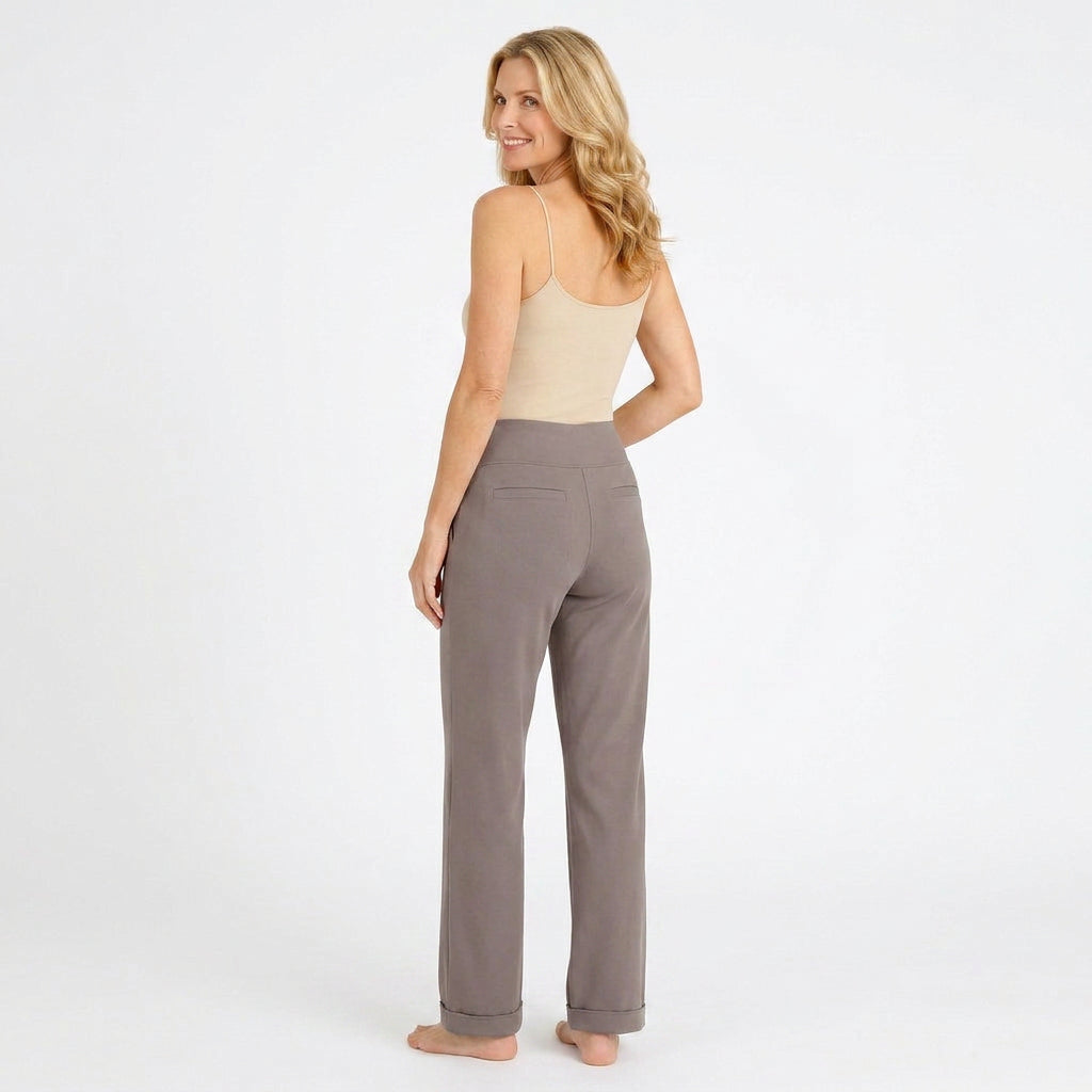Women’s High Waisted Straight Leg Pants with Pockets – Wide Leg Trousers
