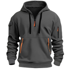 Men's Utility Quarter-Zip Hoodie with Cargo Sleeve Pocket