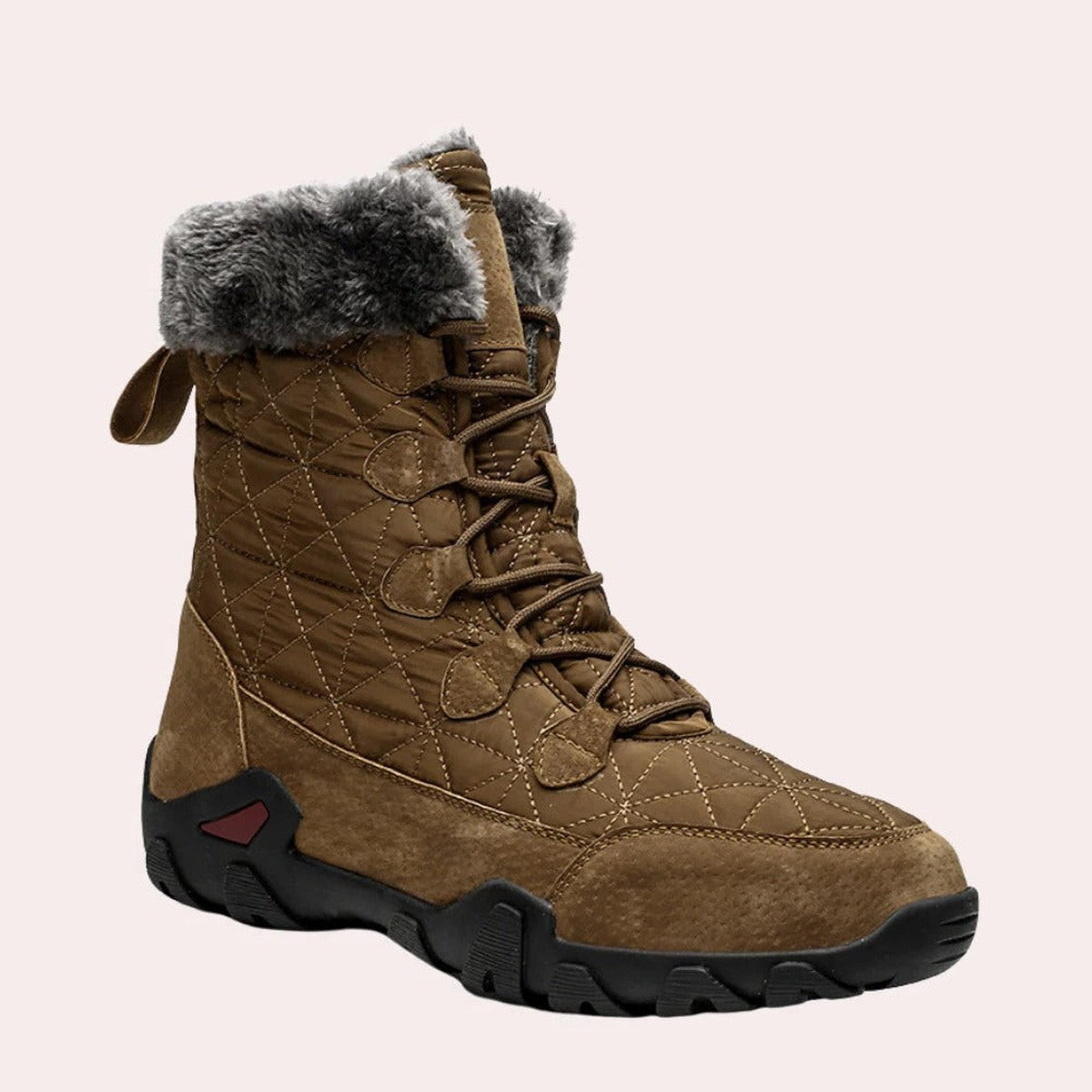 Men’s Faux Fur Lined Quilted Lace-Up Winter Snow Boots