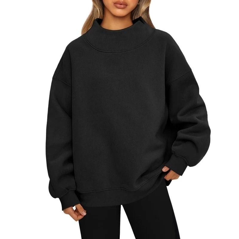 Women’s Oversized Mock Neck Fleece Lined Sweatshirt