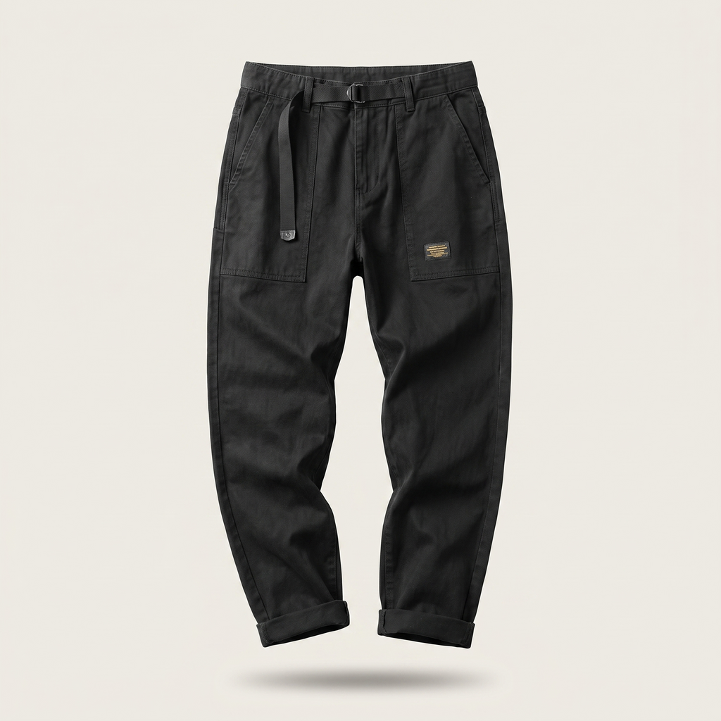 Men’s Relaxed Fit Utility Work Trousers with Webbing Belt