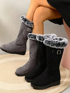 Women’s Faux Suede Fleece Lined Mid-Calf Winter Boots