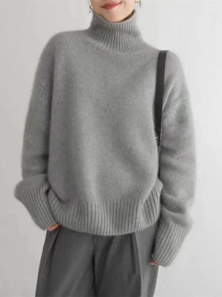Women's Oversized Soft Knit Turtleneck Sweater