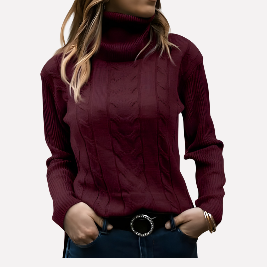 Women’s Cable Knit Turtleneck Sweater