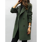 Women’s Classic Double-Breasted Notch Lapel Longline Coat