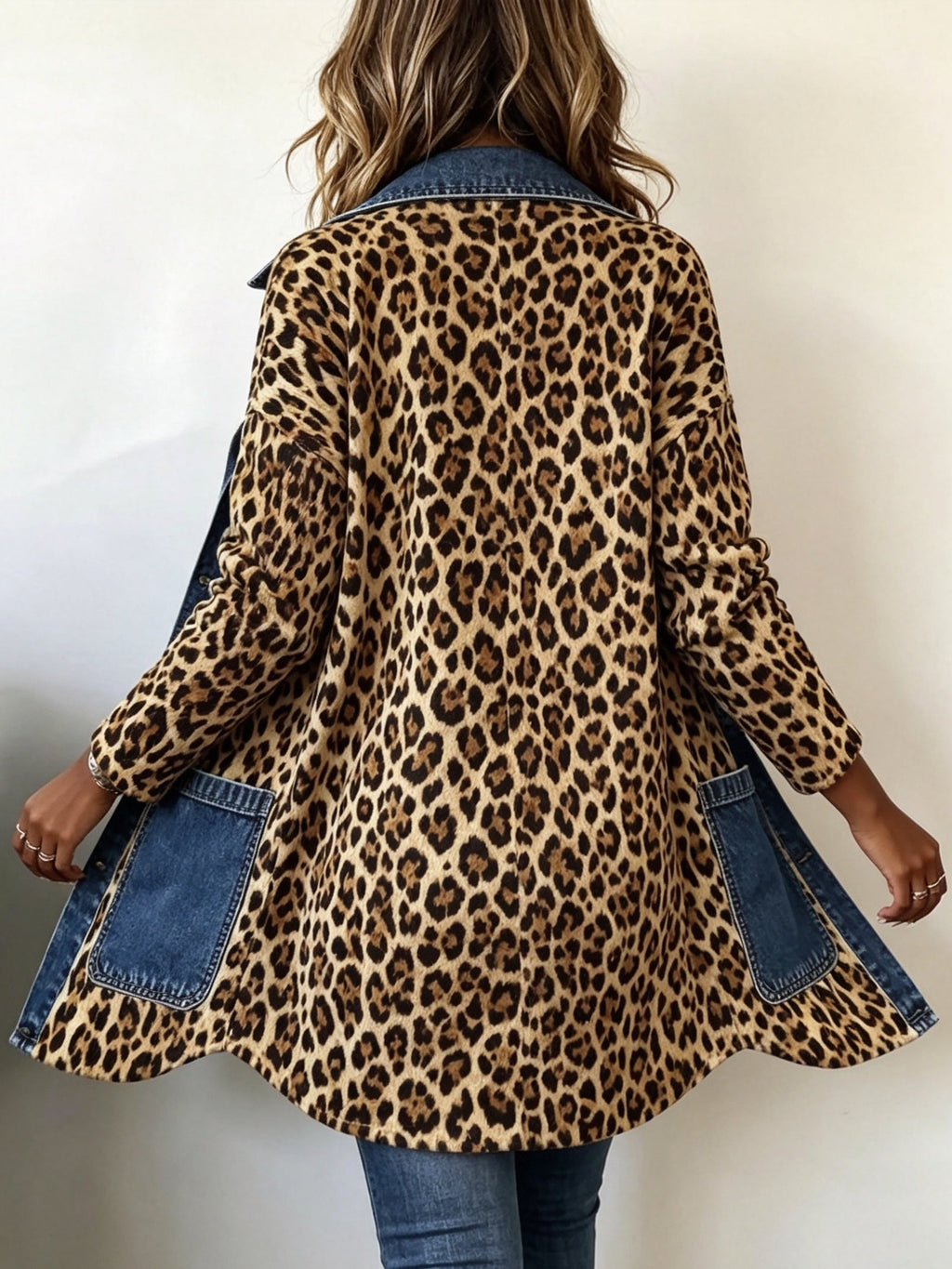 Women’s Longline Jacket with Denim Trim
