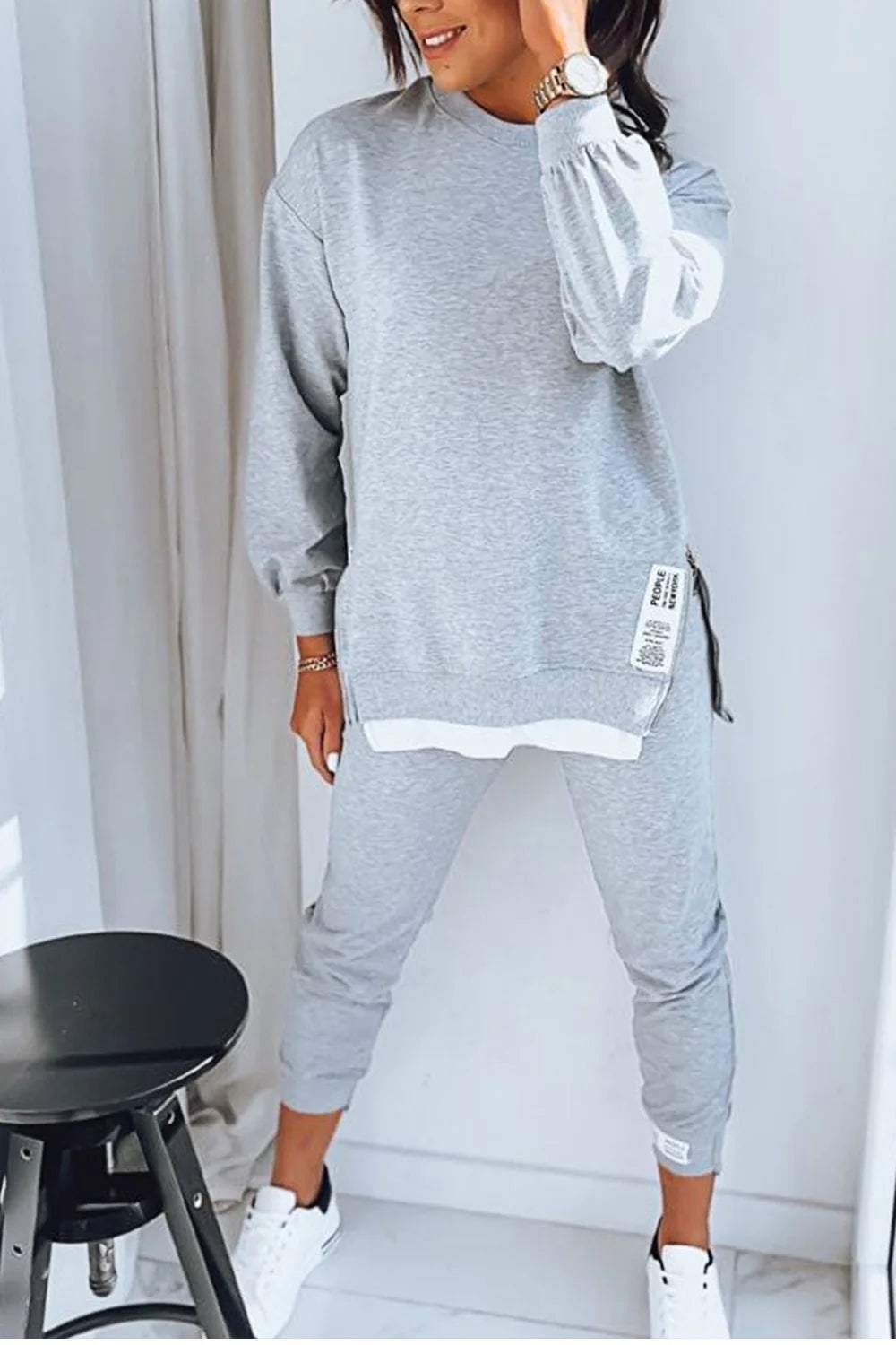 Women’s Two-Piece Side Zip Sweatshirt and Jogger Lounge Set