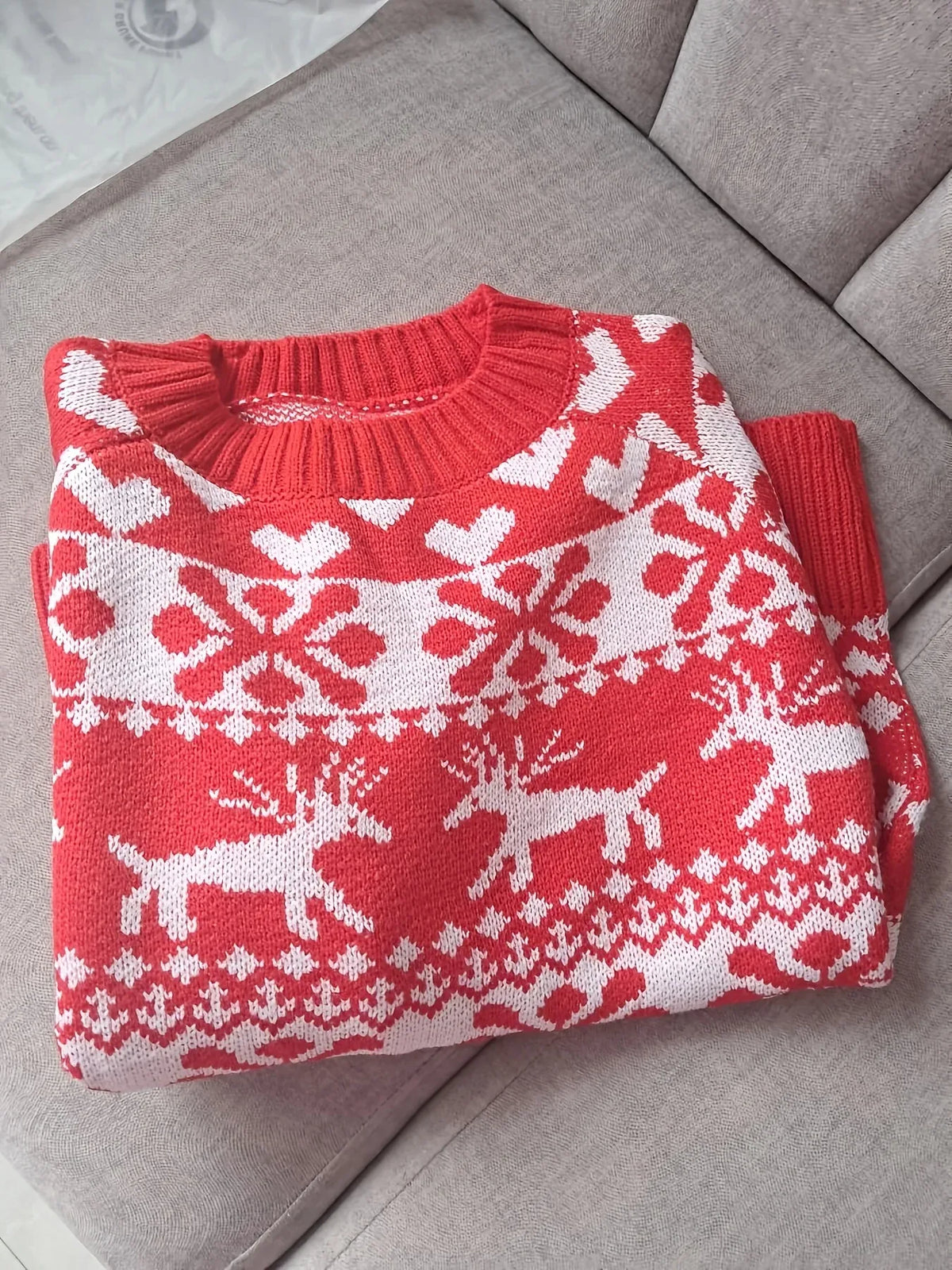Women’s Reindeer and Snowflake Jacquard Christmas Sweater