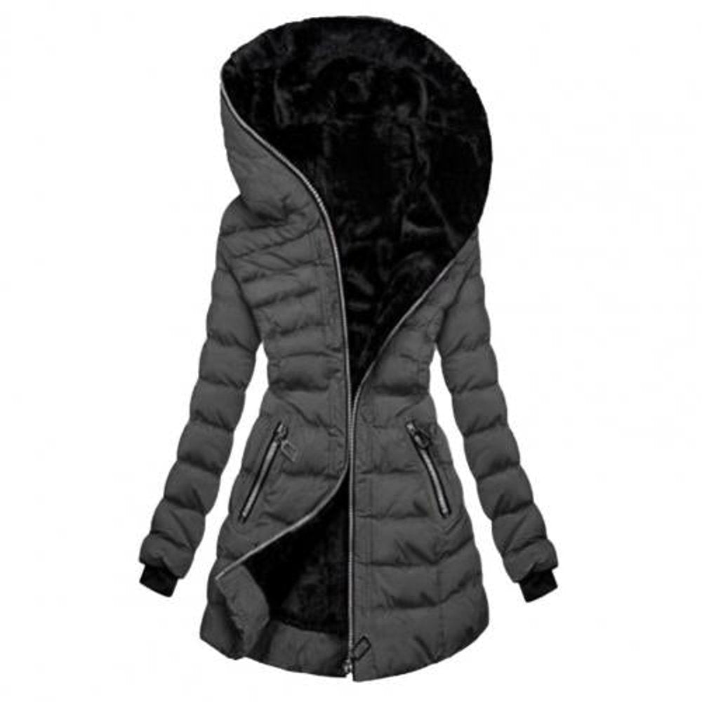 Women’s Plush Lined Hooded Quilted Puffer Coat