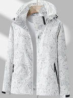 Women's Botanical Print Hooded Windbreaker Jacket