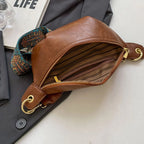 Women's Curved Crossbody Sling Bag with Woven Strap