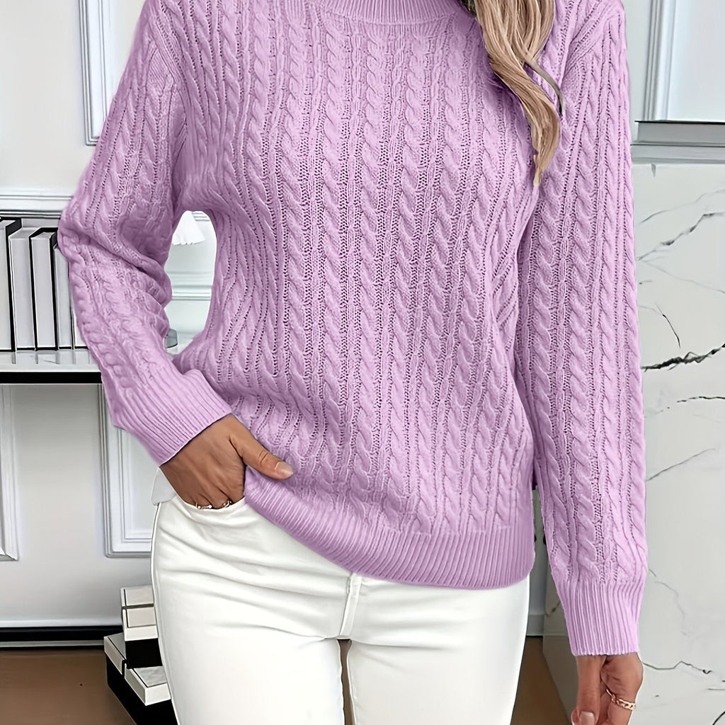 Women’s Classic Cable Knit Mock Neck Sweater