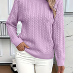 Women’s Classic Cable Knit Mock Neck Sweater