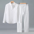 Men's Linen Blend Long Sleeve Shirt and Pants Set