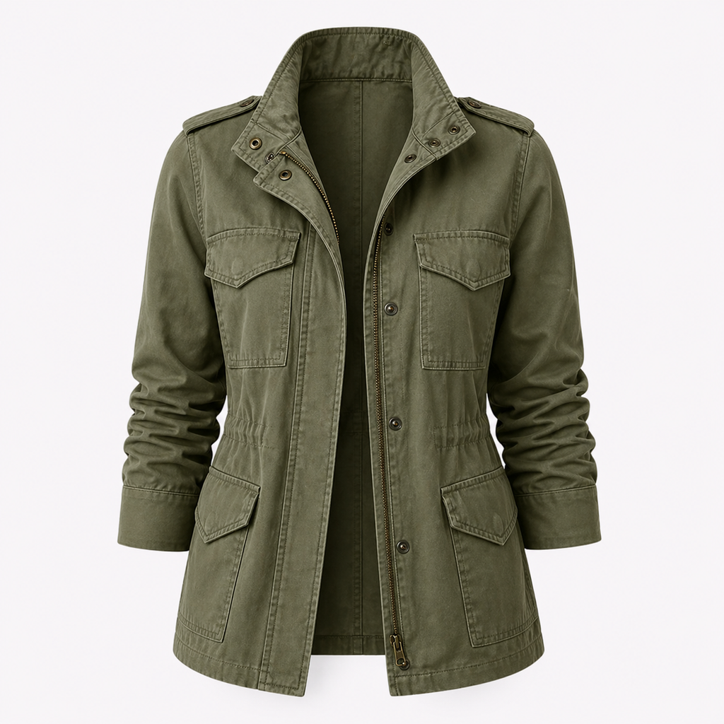 Women's Utility Zip-Up Cinched Waist Field Jacket
