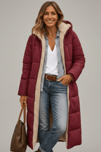 Women's Sherpa Lined Longline Quilted Puffer Coat