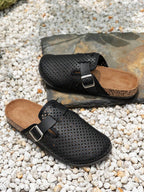 Men's Faux Suede Buckle Clogs