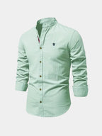 Men's Mandarin Collar Long Sleeve Button-Up Shirt