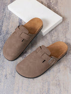 Men's Faux Suede Buckle Clogs