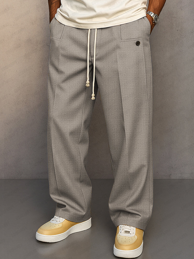 Men's Relaxed Wide-Leg Drawstring Trousers