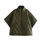 Women's Quilted Poncho Style Half-Zip Jacket