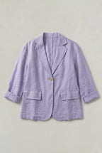 Women's Single Button Notch Collar Linen Blazer