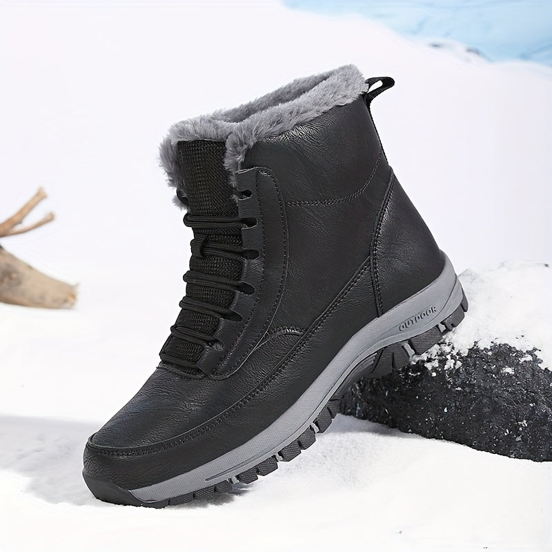 Women's Fur Lined Lace-Up Outdoor Snow Boots