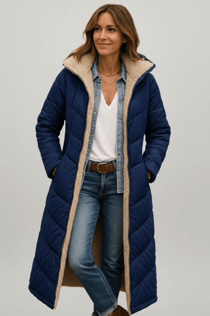 Women's Sherpa Lined Longline Quilted Puffer Coat