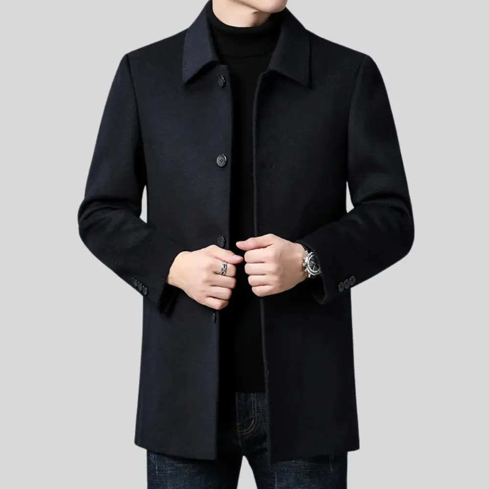 Men's Single-Breasted Tailored Overcoat