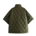 Women's Quilted Poncho Style Half-Zip Jacket