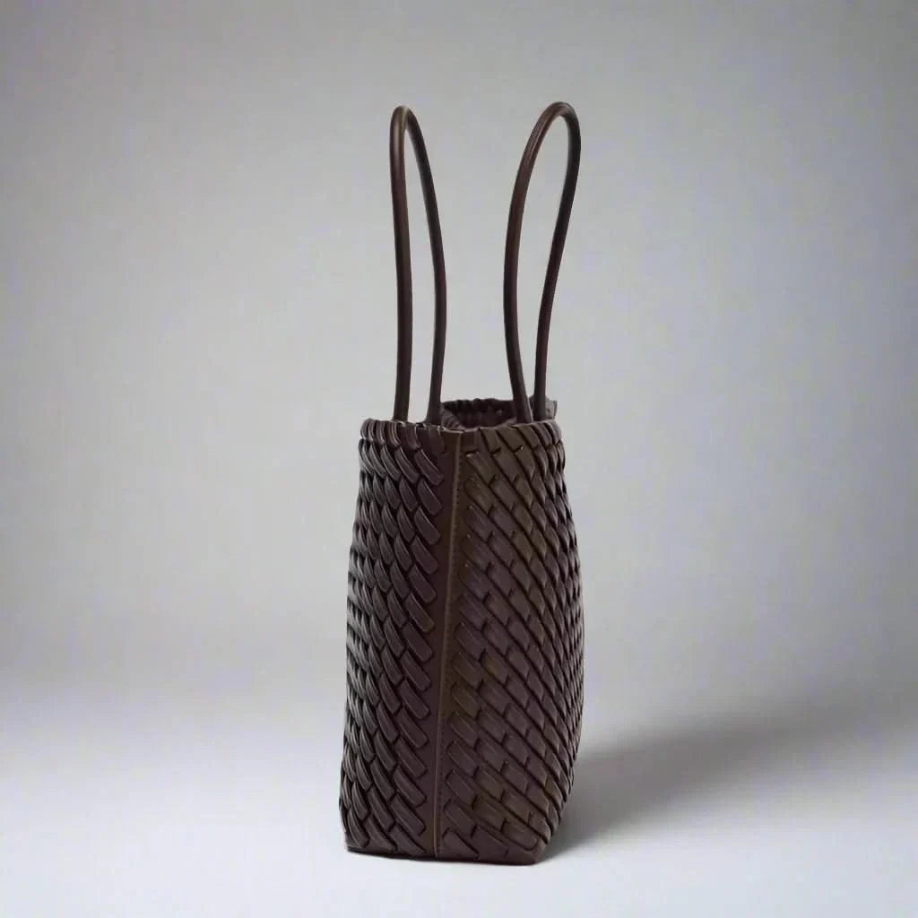 Women's Woven Leather Structured Tote Bag