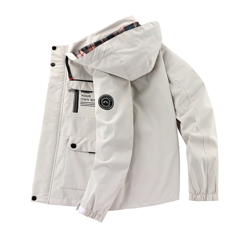 Men's Multi-Pocket Utility Windbreaker Jacket