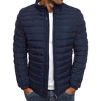 Men's Lightweight Quilted Puffer Jacket with Stand Collar