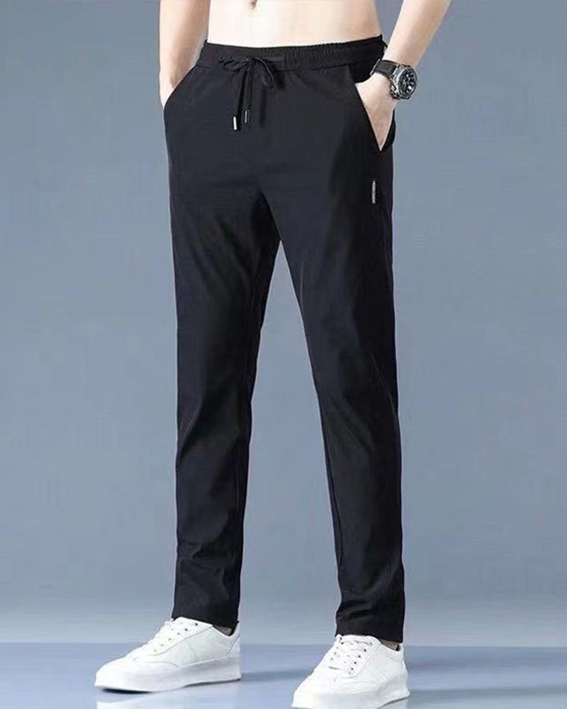 Men's Slim Fit Drawstring Woven Track Pants