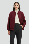 Women's Ribbed Collar Button-Front Varsity Jacket