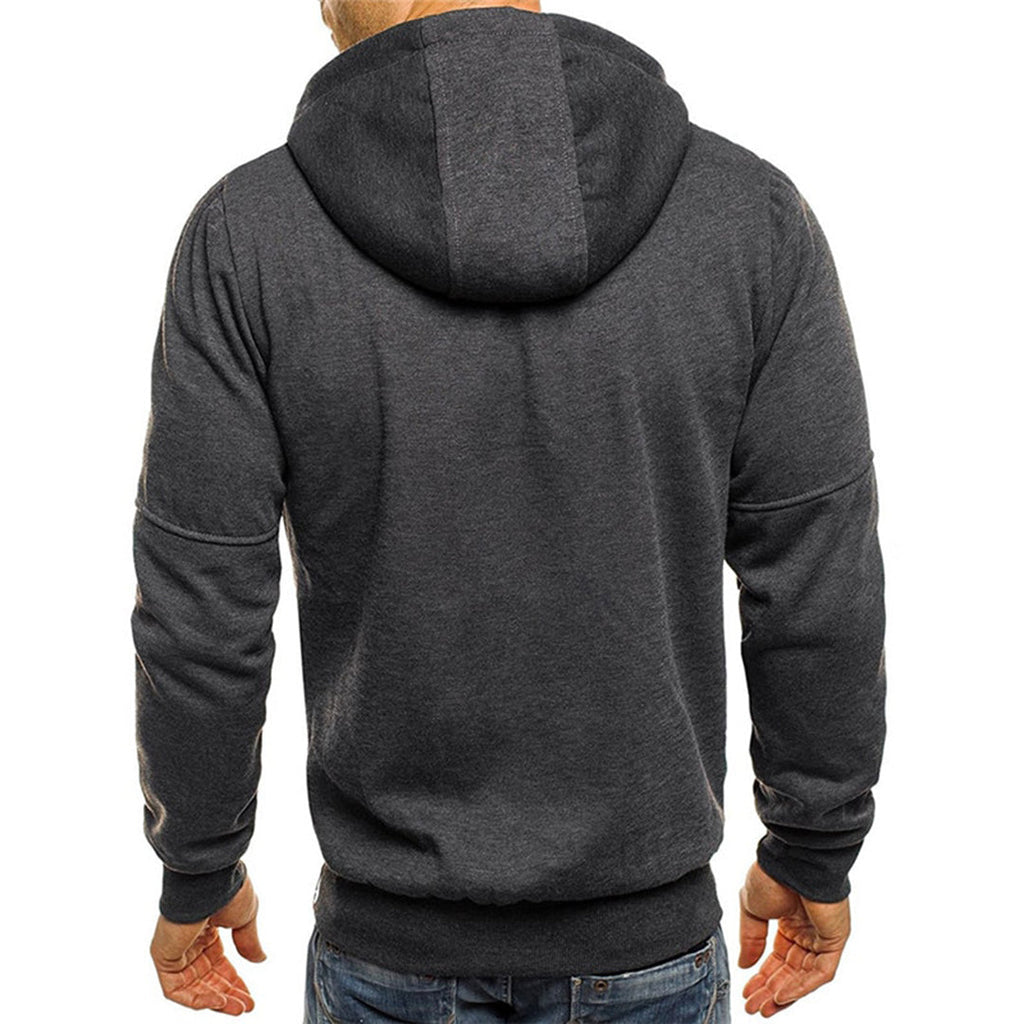 Men's Full-Zip Contrast Hoodie with Chest Pocket Detail