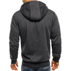 Men's Full-Zip Contrast Hoodie with Chest Pocket Detail