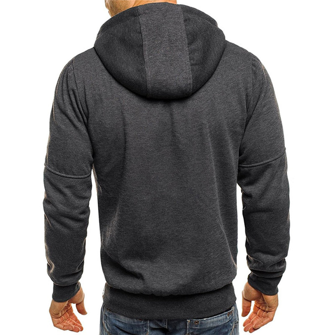 Men's Full-Zip Contrast Hoodie with Chest Pocket Detail