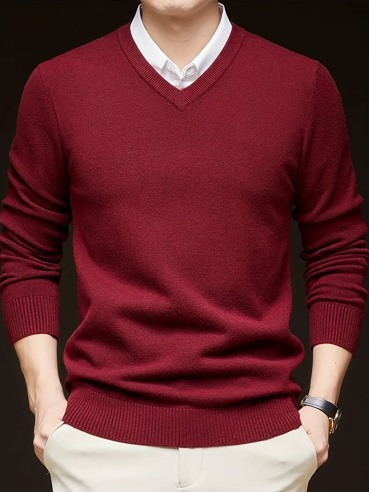 Men's Classic Fine Knit V-Neck Sweater