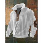 Men's Sherpa Collar Quarter-Zip Knit Sweater with Elbow Patches