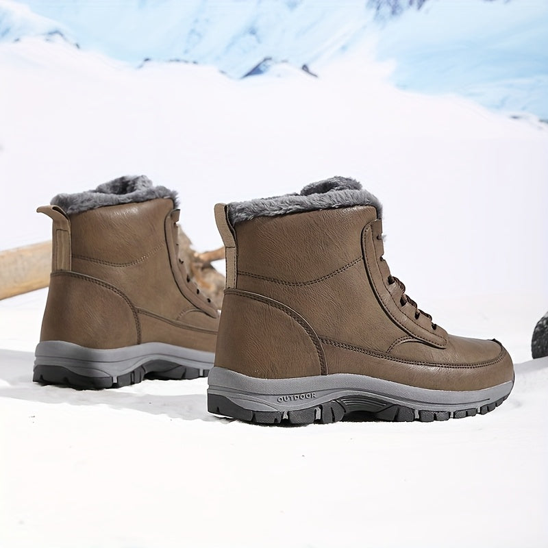 Women's Fur Lined Lace-Up Outdoor Snow Boots