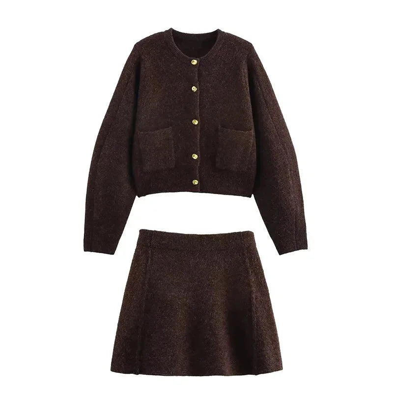 Women's Cropped Button-Front Knit Cardigan