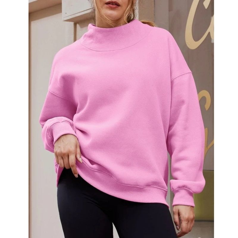 Women’s Oversized Mock Neck Fleece Lined Sweatshirt